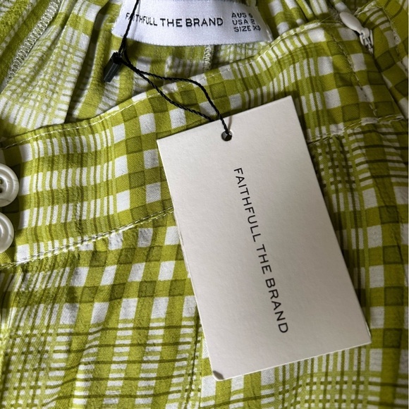 NWT faithfull the brand Marin green gingham plaid midi button skirt - Picture 6 of 6